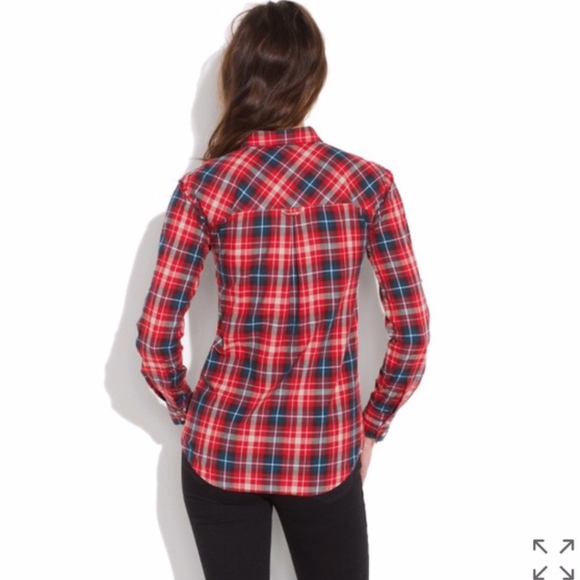 Madewell Red Plaid Hollyberry Button Down Shirt - Picture 4 of 6